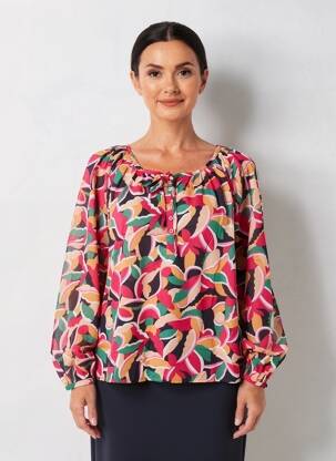 Blouse imprimé fantaisie manches longues rose LA FIANCÉE femme