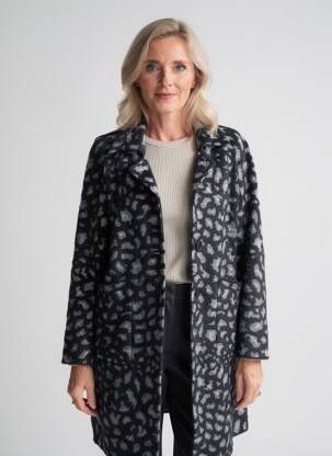 Manteau long coupe droite sans capuche gris JULIE GUERLANDE femme