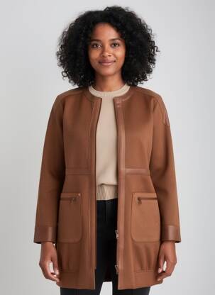 Veste casual col rond marron VOODOO femme