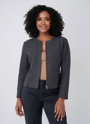 Veste casual col rond gris VOODOO femme