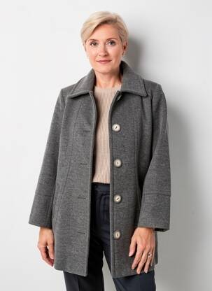 Manteau long coupe cintrée sans capuche gris GUY DUBOUIS femme