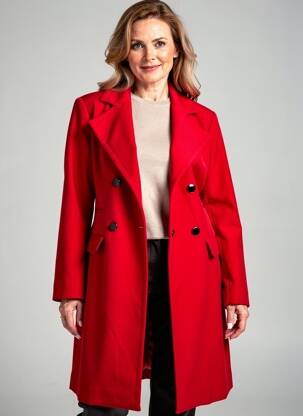 Manteau long coupe cintrée sans capuche rouge GREGORY PAT femme
