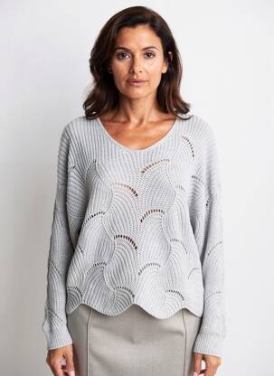 Pull coupe droite manches longues gris COULEURS DU TEMPS femme