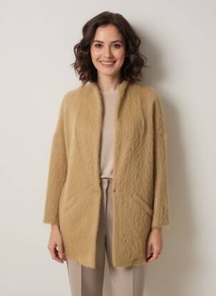 Gilet manches longues col v beige VOODOO femme