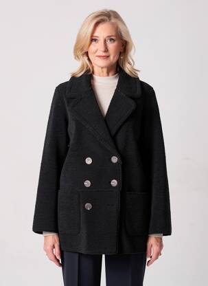 Manteau long coupe droite sans capuche noir JULIE GUERLANDE femme