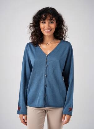 Gilet manches longues fermeture boutonnée sur le devant bleu VOODOO femme