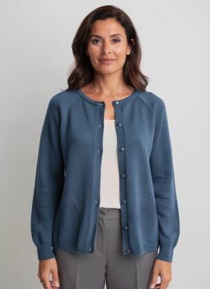 Gilet manches longues col rond bleu VOODOO femme