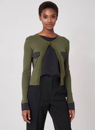 Gilet manches longues col rond vert VOODOO femme
