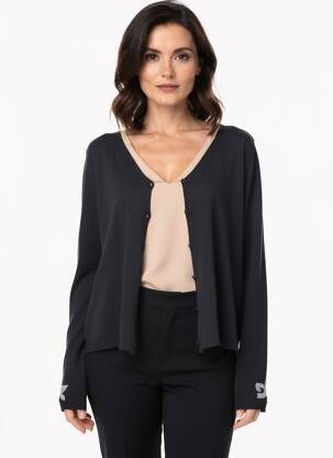 Gilet manches longues fermeture boutonnée sur le devant noir VOODOO femme