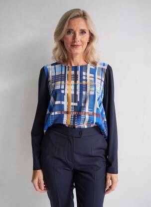 Top stretch manches longues bleu GUY DUBOUIS femme