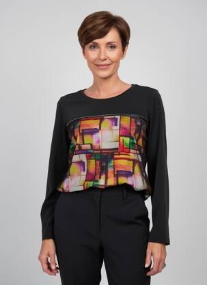 Top stretch manches longues jaune GUY DUBOUIS femme