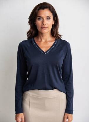 Top tissage jersey manches longues bleu VOODOO femme