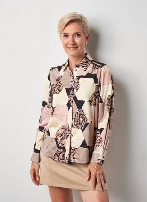 Chemisier coupe cintrée manches longues beige MERI & ESCA femme