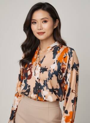 Chemisier coupe cintrée manches longues beige GUY DUBOUIS femme