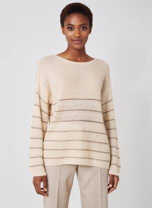 Pull coupe droite manches longues beige VOODOO femme