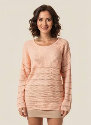 Pull coupe droite manches longues rose VOODOO femme