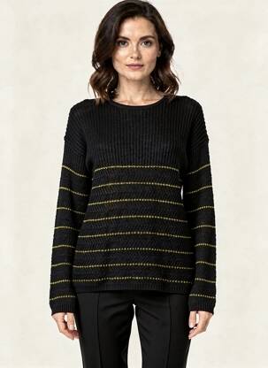 Pull coupe droite manches longues noir VOODOO femme
