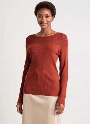 Pull resserrée sur le bas manches longues marron VOODOO femme