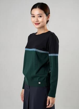 Pull resserrée sur le bas manches longues vert VOODOO femme