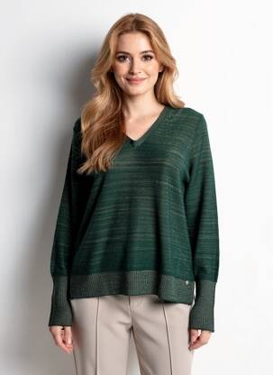 Pull col v manches longues vert VOODOO femme