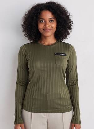 Top col rond manches longues vert VOODOO femme