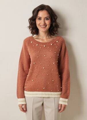 Pull resserrée sur le bas manches longues marron VOODOO femme