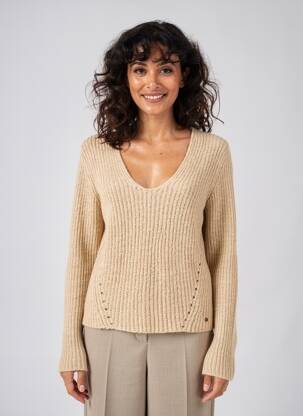 Pull coupe cintrée manches longues beige VOODOO femme