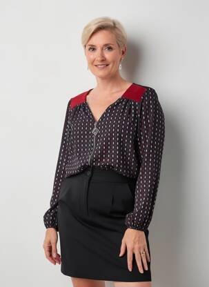 Blouse imprimé fantaisie manches longues rouge GUY DUBOUIS femme