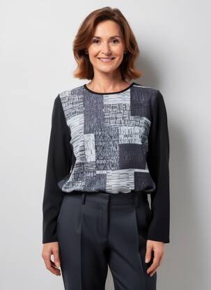 Top tissage jersey manches longues bleu MERI & ESCA femme