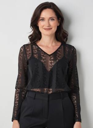 Top stretch manches longues noir GREGORY PAT femme
