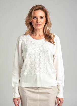 Pull resserrée sur le bas manches longues blanc JULIE GUERLANDE femme