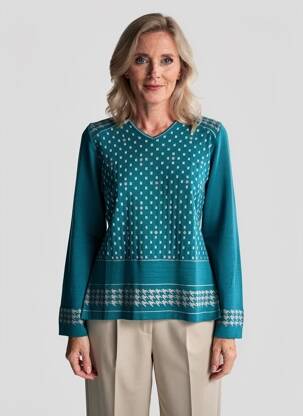 Pull coupe droite manches longues vert GUY DUBOUIS femme