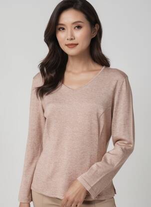 Pull coupe cintrée manches longues beige GUY DUBOUIS femme