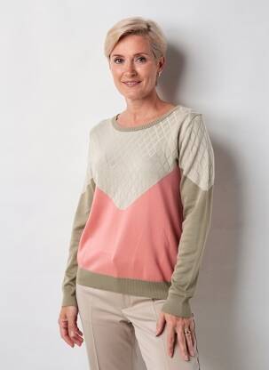Pull resserrée sur le bas manches longues beige GUY DUBOUIS femme