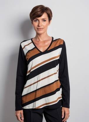 Pull coupe droite manches longues marron GUY DUBOUIS femme