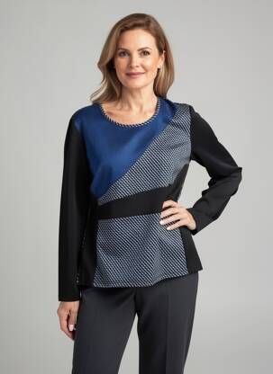 Top stretch manches longues bleu GUY DUBOUIS femme