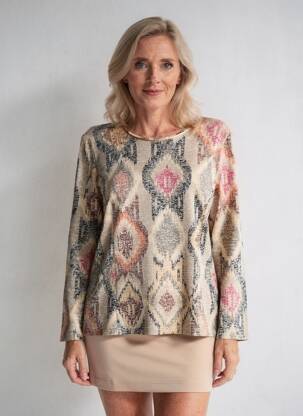 Pull coupe droite manches longues marron GUY DUBOUIS femme