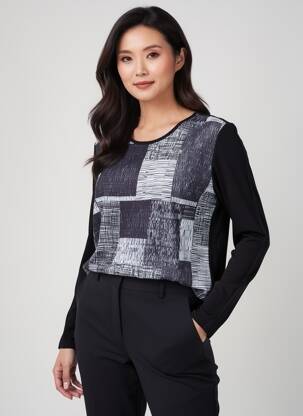 Top tissage jersey manches longues bleu MERI & ESCA femme