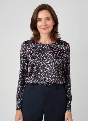 Top imprimé fantaisie manches longues rose GUY DUBOUIS femme