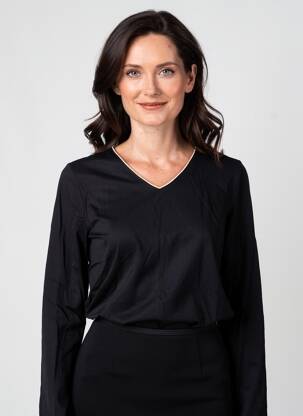 Top tissage jersey manches longues noir JULIE GUERLANDE femme
