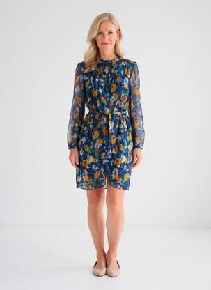 Robe courte manches longues manches longues bleu JULIE GUERLANDE femme