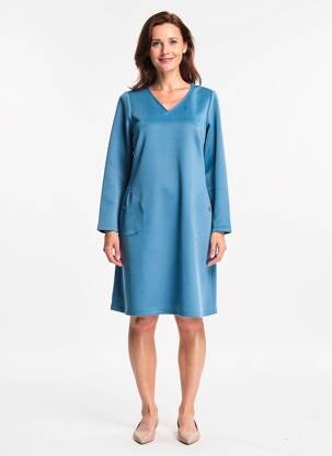Robe courte coupe évasée manches longues violet GUY DUBOUIS femme
