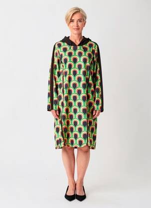 Robe mi-longue imprimé fantaisie manches longues noir MERI & ESCA femme