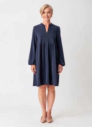 Robe courte coupe évasée manches longues bleu JULIE GUERLANDE femme