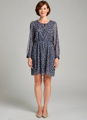 Robe courte coupe fluide manches longues bleu MERI & ESCA femme