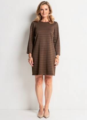 Robe courte manches longues manches longues marron GUY DUBOUIS femme
