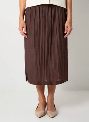 Jupe mi-longue stretch marron GUY DUBOUIS femme