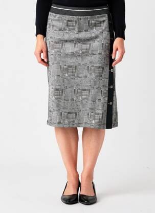 Jupe mi-longue stretch gris GUY DUBOUIS femme