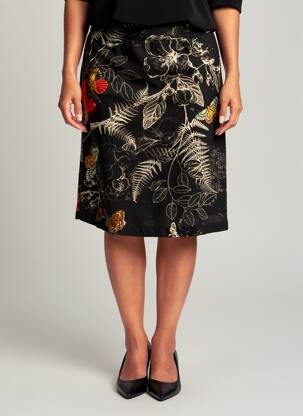 Jupe mi-longue stretch noir VOODOO femme