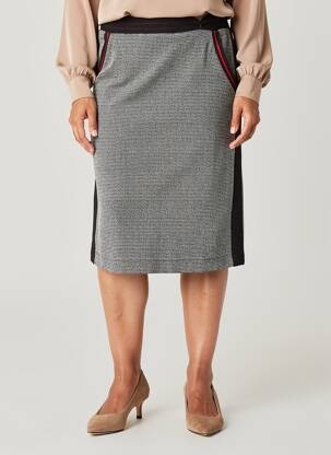 Jupe mi-longue stretch gris GUY DUBOUIS femme